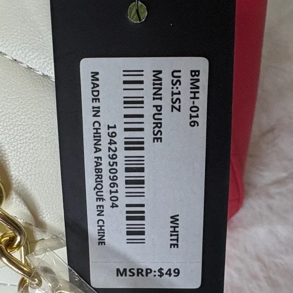 Badgley Mischa Red Quilted Tote with Gold Accents & Mini White Purse Charm - Picture 8 of 9